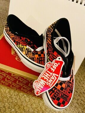 Vans Red & Orange Checkerboard 'Off The Wall' Low-Top Sneakers